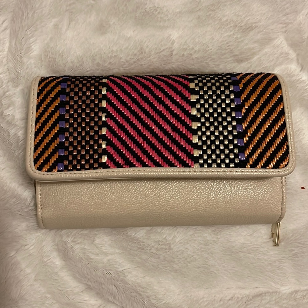 Tan and color pattern wallet